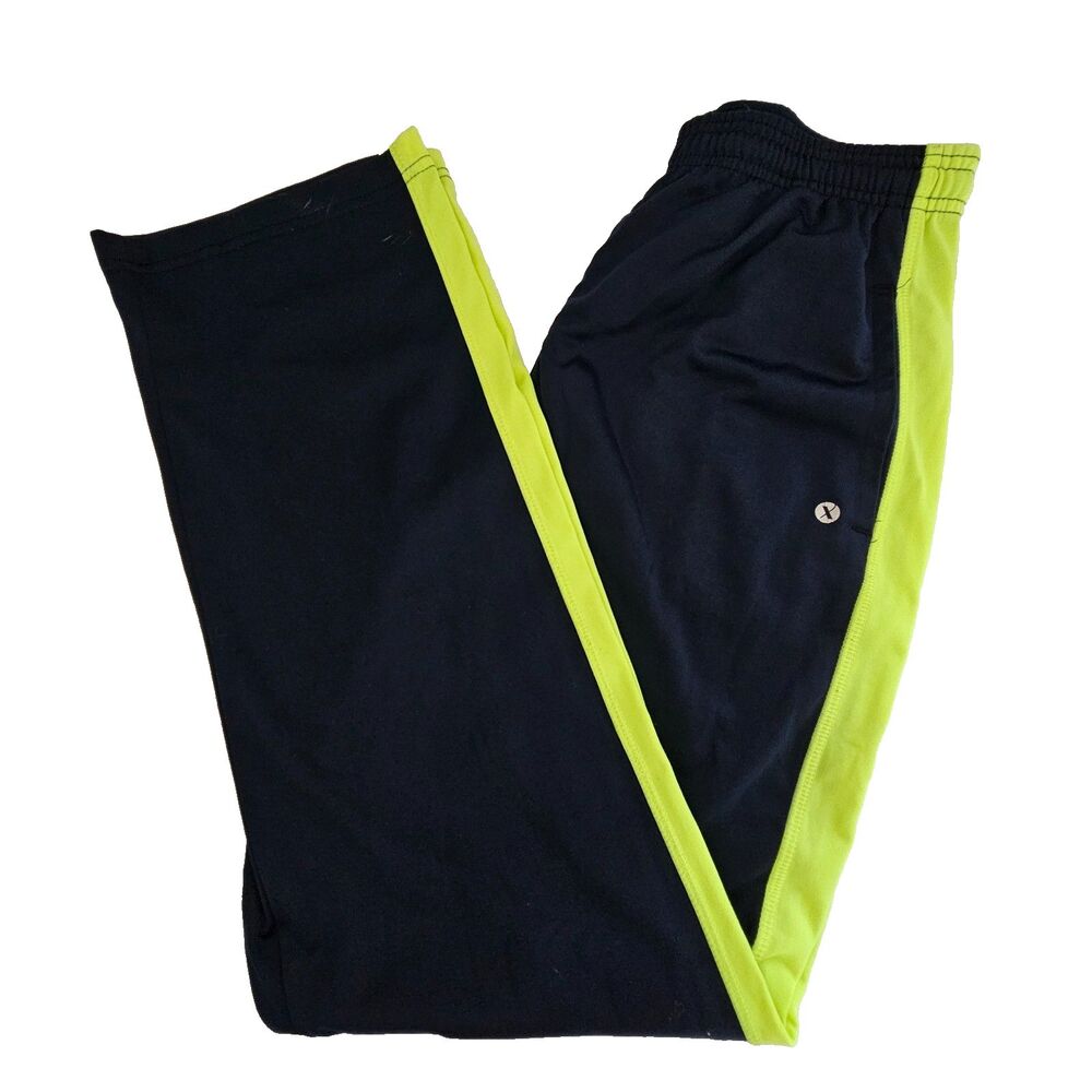 Xersion Jogger Pants Boys Extra Large 18/20 Navy Blue Neon Stripe Athletic Track